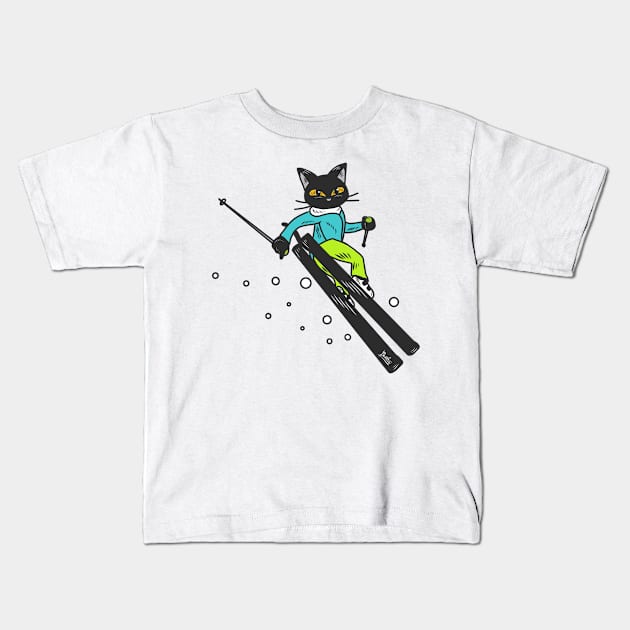 Ski action Kids T-Shirt by BATKEI